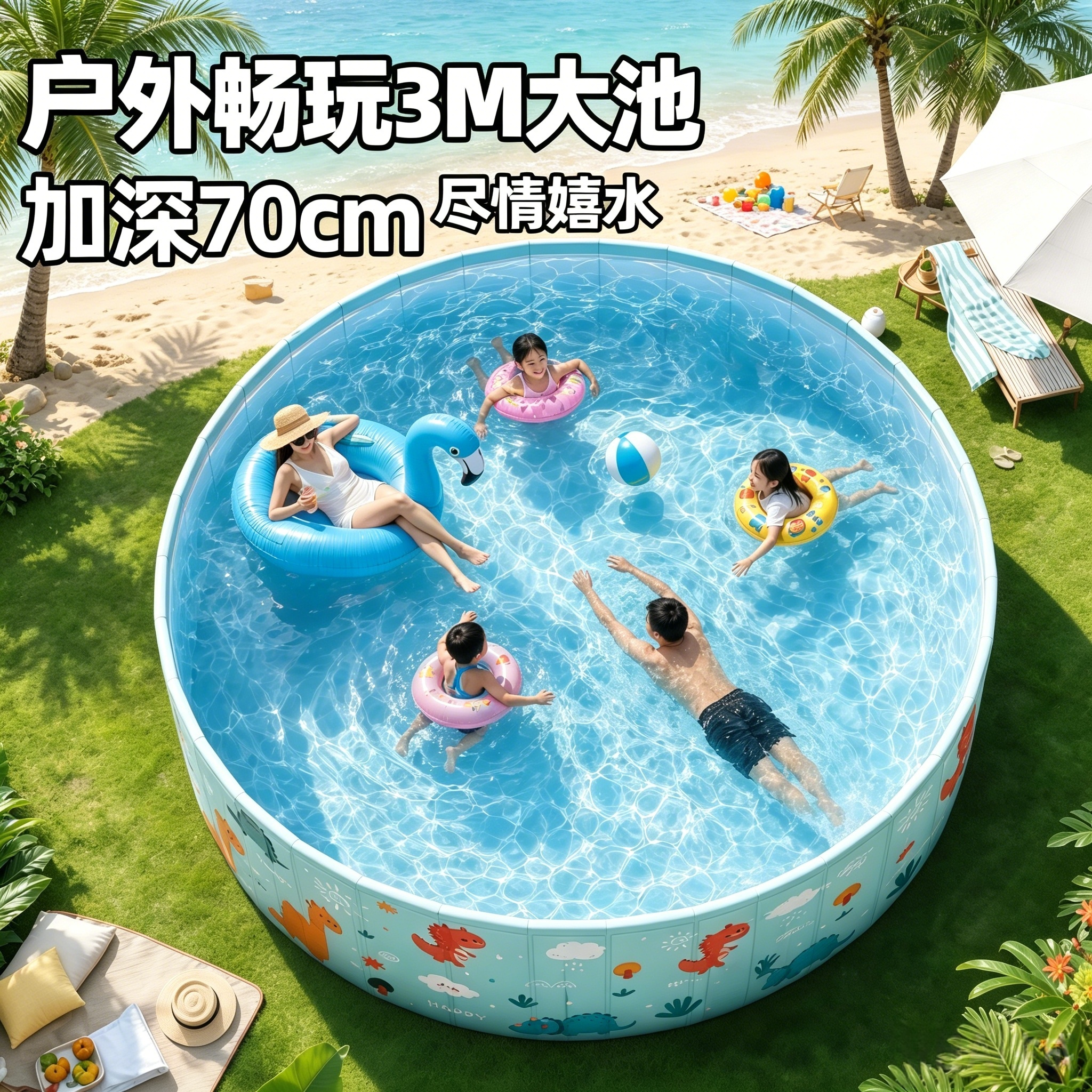游泳池大号儿童家用室外家庭折叠1米深大水池小孩宝宝大型玩水池