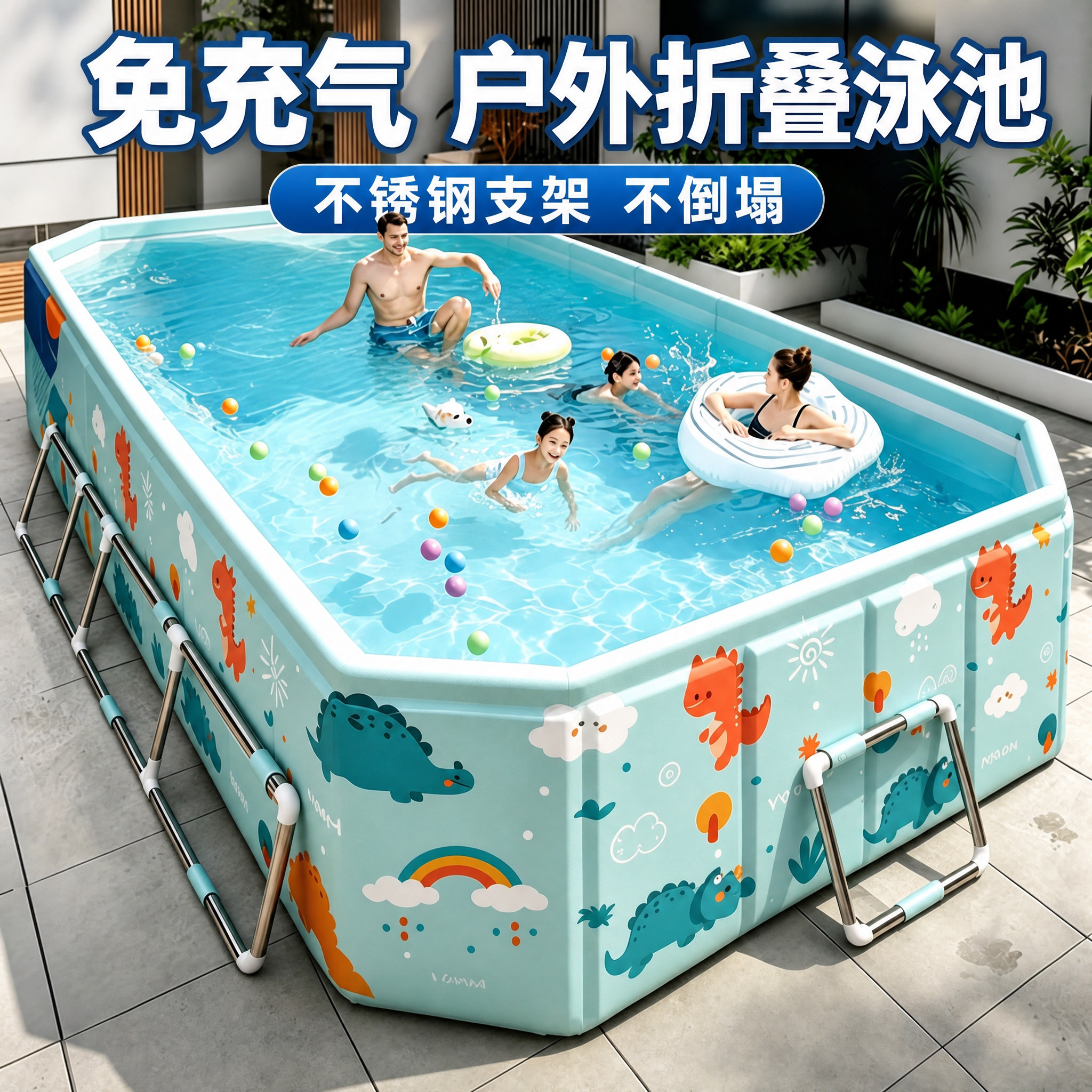 游泳池儿童家用大号室外户外折叠农村院子小孩支架庭院简易玩水池