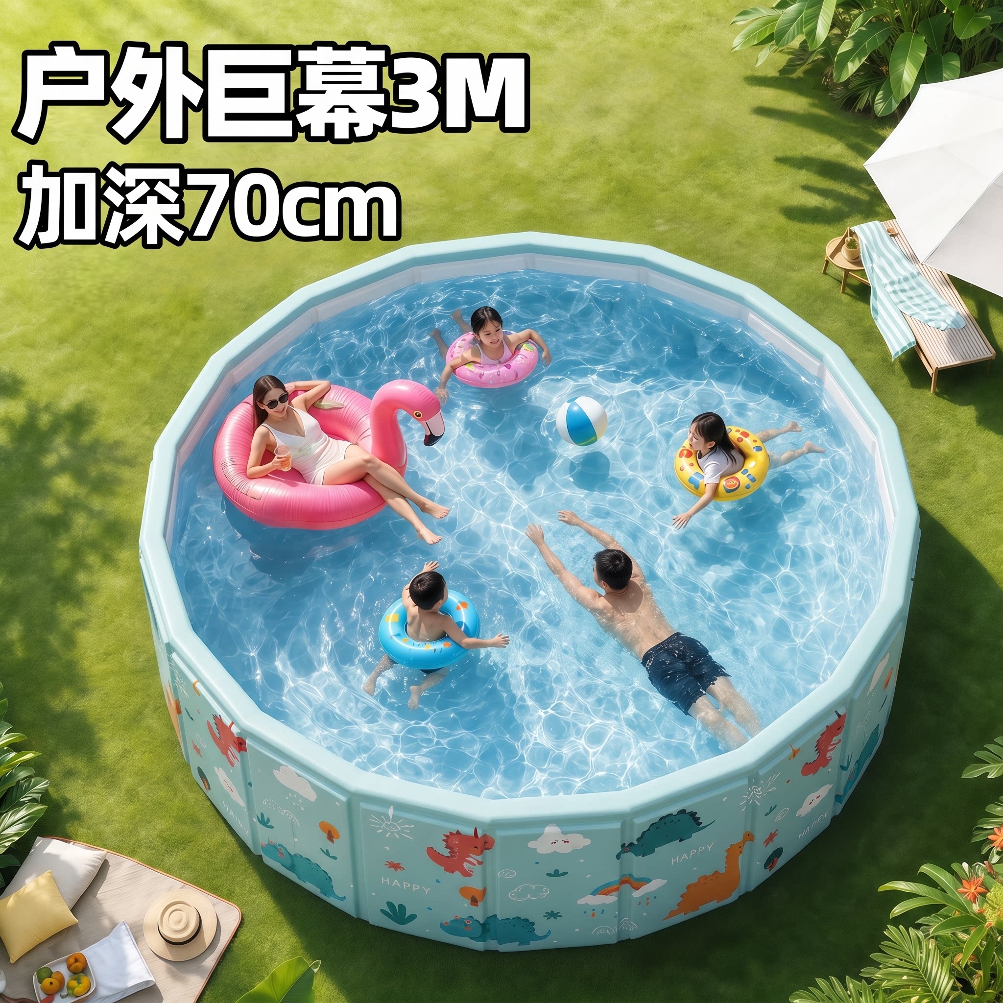 大号游泳池儿童家用室外家庭夏季折叠超大戏水池小孩宝宝户外庭院