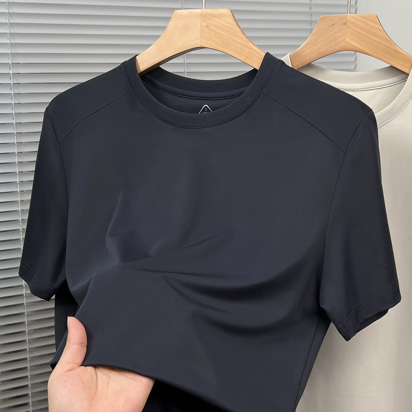 Summer Cool and Breathable Mulberry Silk Linen T-Shirt Men's Round Neck Short-Sleeved Thin Loose Casual Versatile Half-Sleeved Shirt