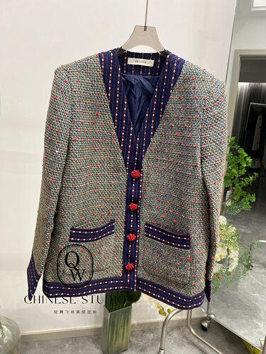 匠心手工肌理小众拼接个性波点小香风外套富家千金感上衣女YL010