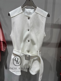 坎肩马甲女百搭显瘦上衣 圆领单排扣无袖 欧洲站2026早春新款 时尚