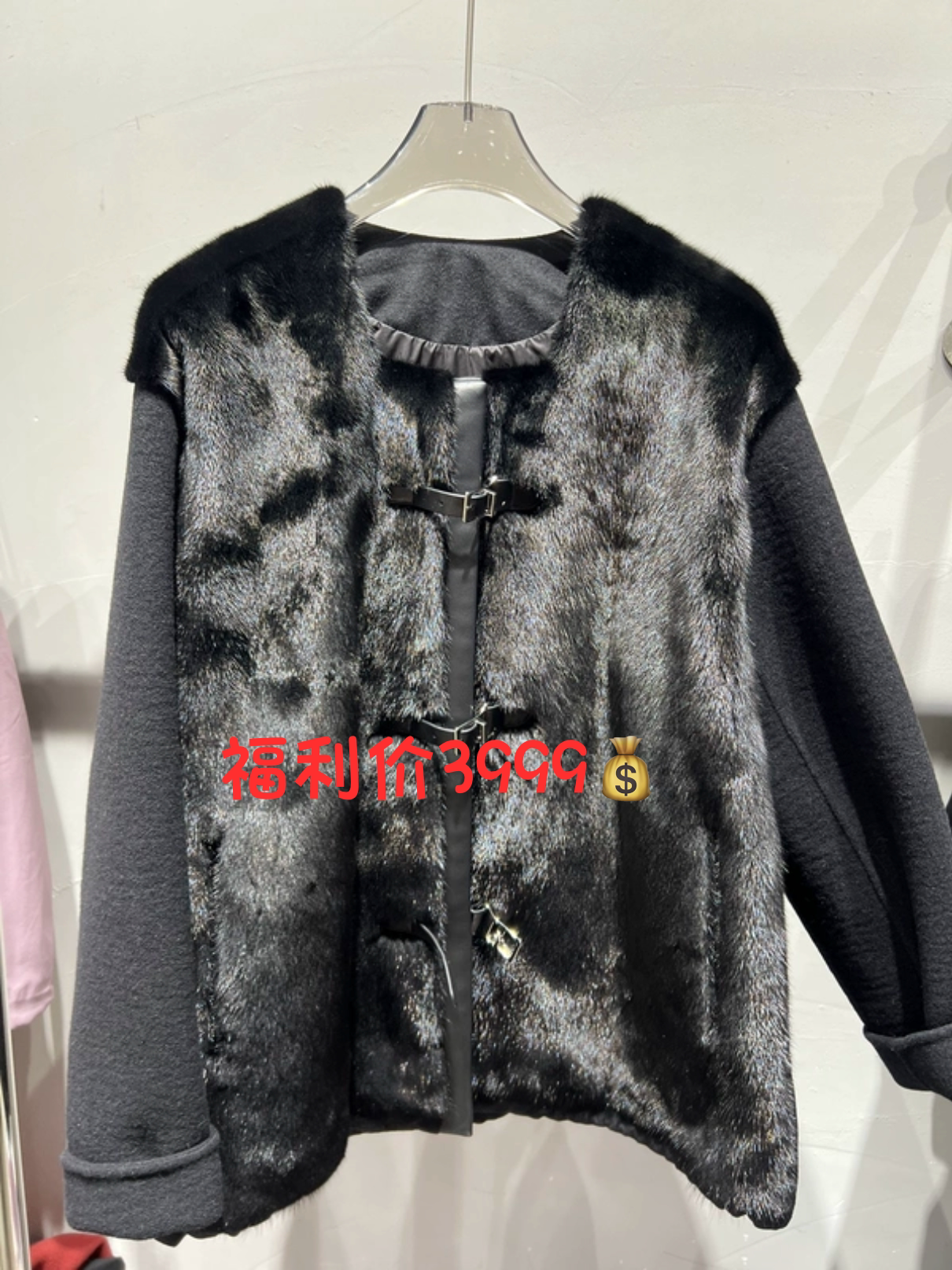 2025秋冬时尚圆领水貂毛皮草鹅绒服外套女宽松显瘦百搭上衣3999