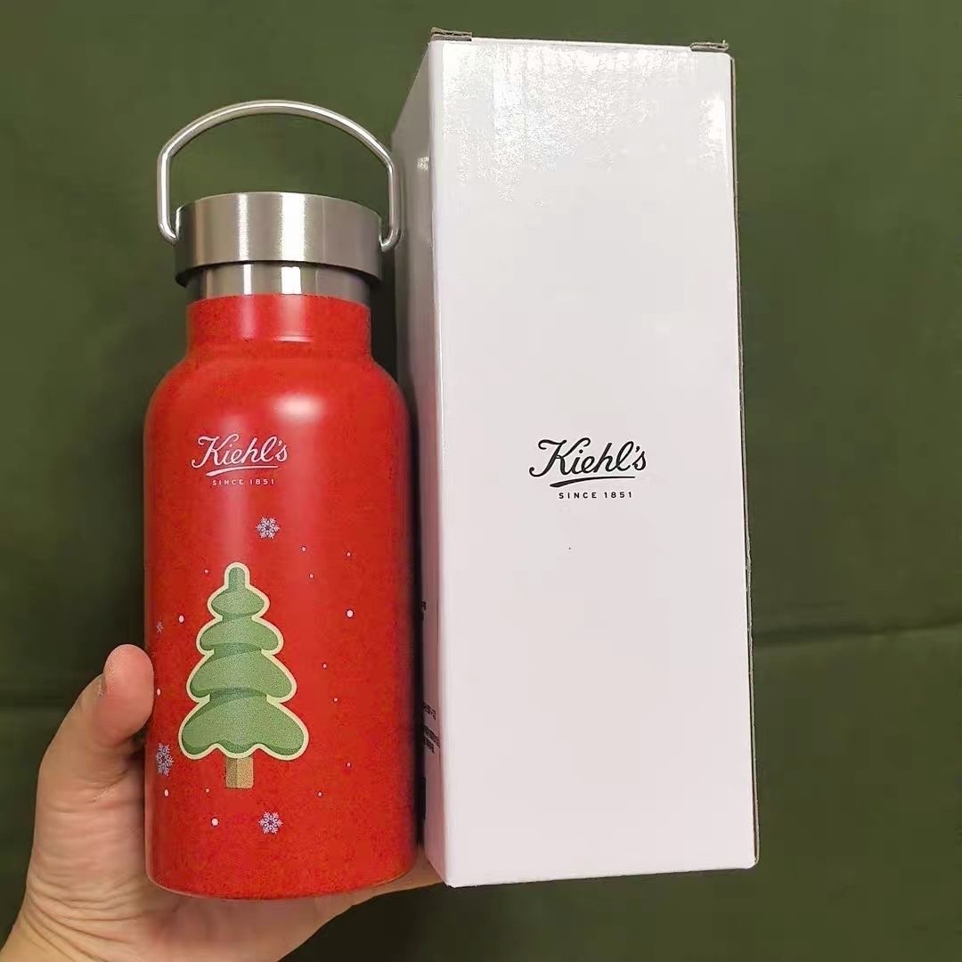 科颜氏圣诞保温杯350ml 红色吨吨保温不锈钢热冰水约办公室吸管杯