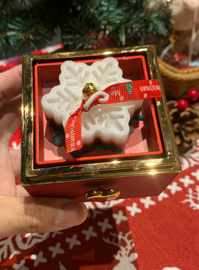圣诞节雪花翻转旋转戒指盒