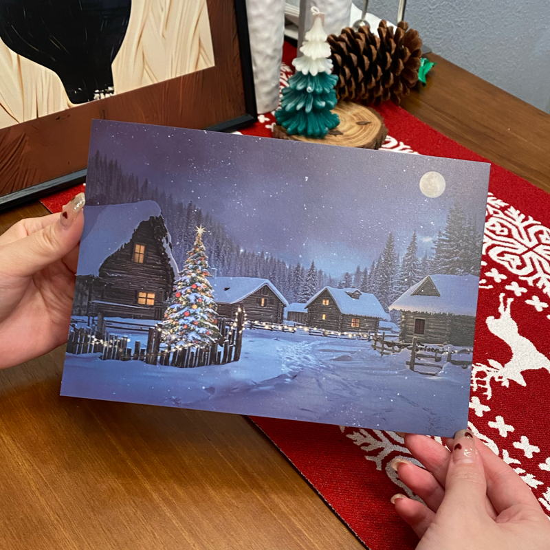 温变圣诞贺卡ins风高级复古送女男友情侣礼物品圣诞节日贺卡创意