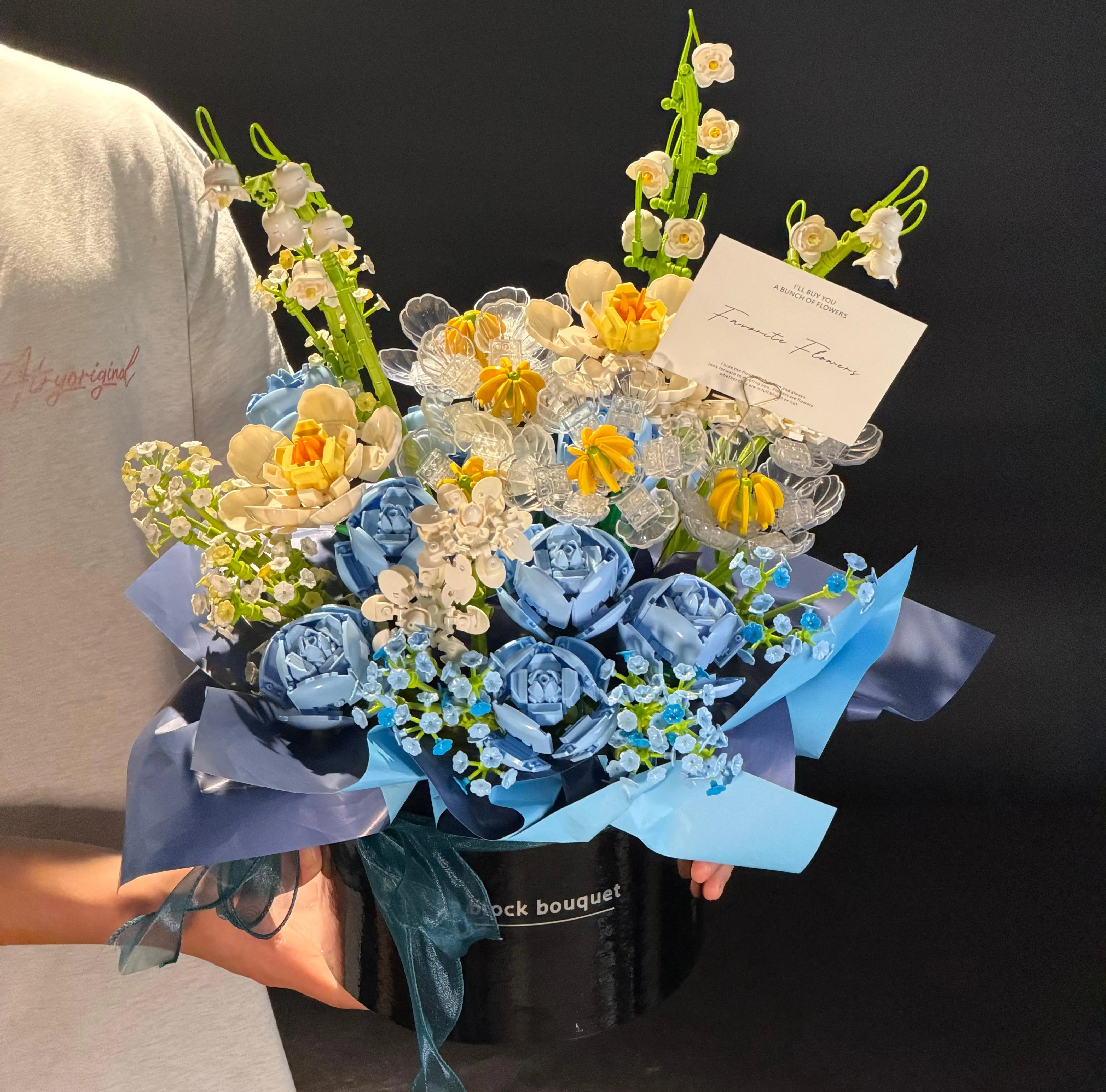 高颜值24支蓝玫瑰积木永生花束礼物生日手工diy拼装女生送男友图片