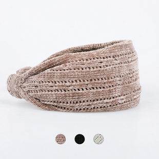 暮精美镂空雪尼尔宽边发箍立体弹力改善脸型加厚头箍耐看优雅发饰