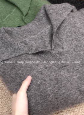 特！售完无补！剪刀领大翻领套头纯色宽松长袖针织衫毛衣 NH-018