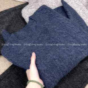 麻花圆领套头宽松长袖 全毛男装 秋冬毛衣A302 品牌代工 高高货