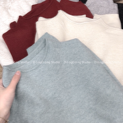 特！售完无补！ 全毛无缝半高领套头纯色修身长袖针织打底衫 2170