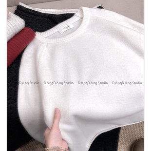 针织毛衣 冬季 全毛纯色圆领套头宽松卷边长袖 row系女孩 9017 新品