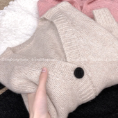 女毛衣外套 特 E096 宽松长袖 针织衫 售完无补 大圆扣V领花纱开衫