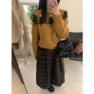 宽松慵懒风UM 女新款 圆领套头针织衫 U91120 圣诞树套头
