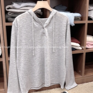 衣长55胸围104 刚需 女士韩系连帽卫衣帽衫 新款 麻灰帽衫