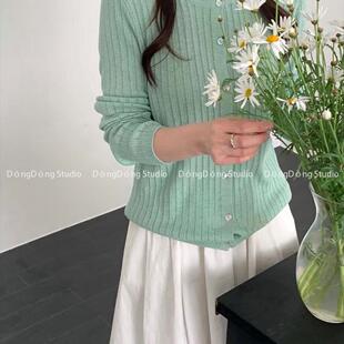 韩系女长袖 细节款 毛针织衫 新款 5293 衣长56胸围96 薄荷水