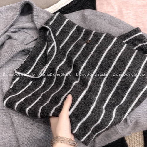 手感绝绝子【egg条纹糯米绒】圆领套头宽松长袖T恤软糯亲肤打底衫