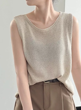 升级无缝！/麻本背心/纯色针织宽松薄款马甲【衣长56胸围96】012