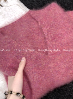 高高货！万人迷！[V领法鲁红]花纱拉绒套头宽松长袖保暖毛衣 9917