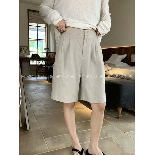 超重工～/西装短裤/100棉显瘦阔腿短裤女【裤长48-50】6221