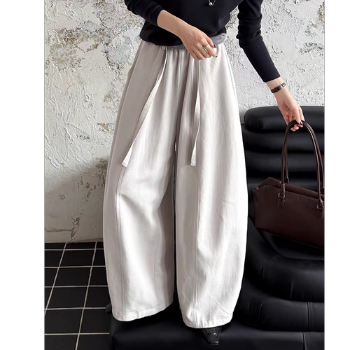 【弯刀裤】松紧街头风拼接长裤休闲裤宽松垂感萝卜裤百搭 6887