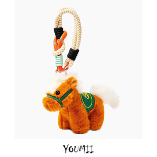 新年战马马年马上有钱金元宝毛绒公仔包包挂件玩具挂饰礼品钥匙扣