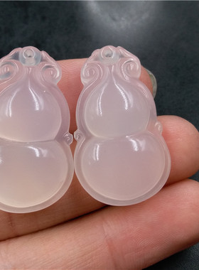 珠宝天然冰种白玉髓玛瑙葫芦吊坠