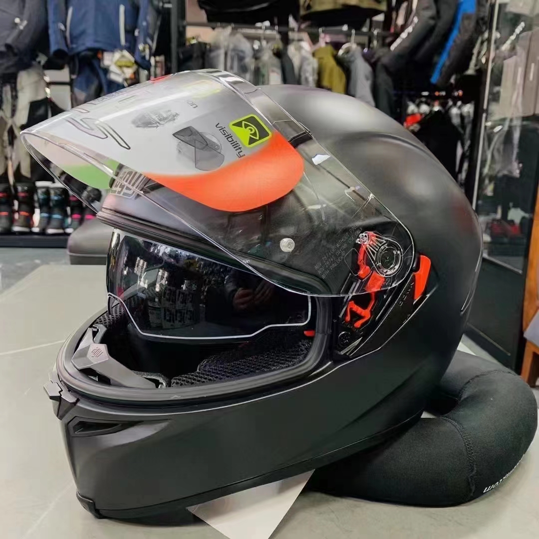 AGV K5S 纯色黑白哑光亮黑头盔双镜片