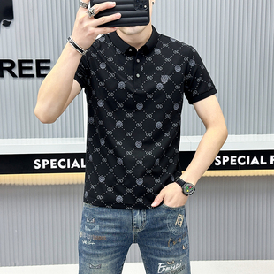 2025年夏季 圆领印花透气短袖 POLO衫 新款 商务休闲帅气上衣 男士 薄款