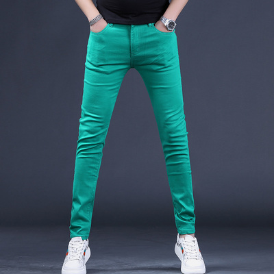 海豪森拉链长裤牛仔四季绿色