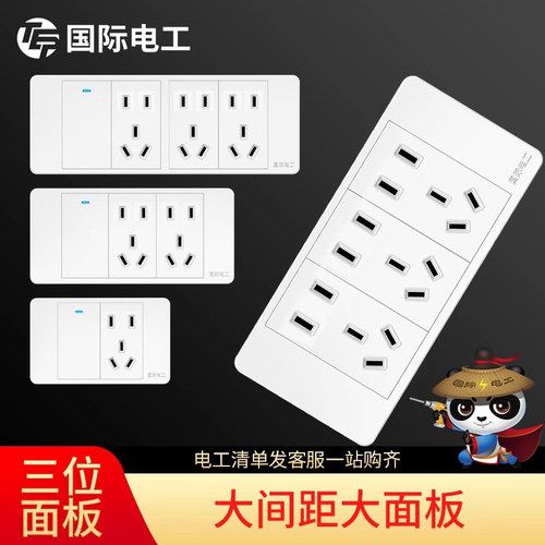 国际电工118型开关插座厨房墙壁暗装6孔九多孔十二孔组合三位面板 - 封面