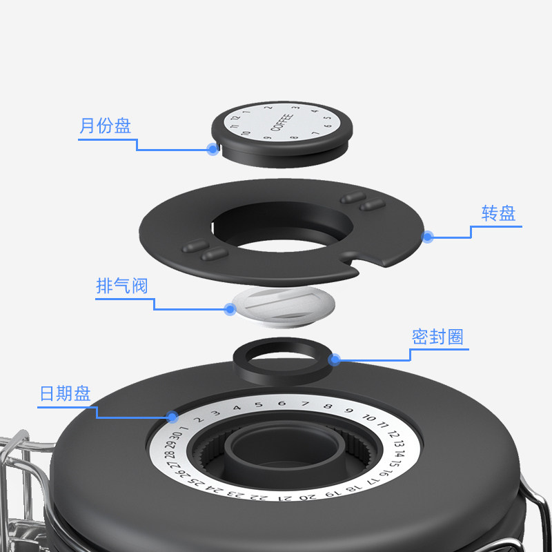 资顺避光咖啡豆密封罐不锈钢单向排气密封奶粉咖啡粉呼吸罐储存罐