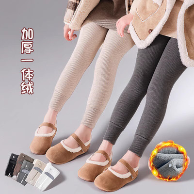 女童加绒加厚打底裤冬季保暖