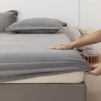 A1-牛奶绒床笠冬季加绒保暖360°全包裹松紧带防滑床罩