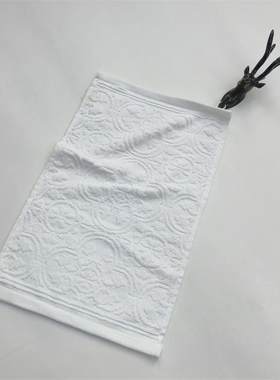 清仓！出口！万斯纯棉浮雕欧花白色吸水毛巾 带挂绳擦手巾 微瑕