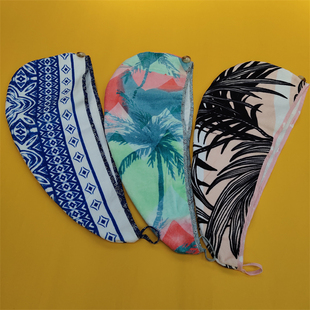 成人干发帽 印花布帽 高颜值纯棉女士头套浴帽子 海边度假沙滩帽