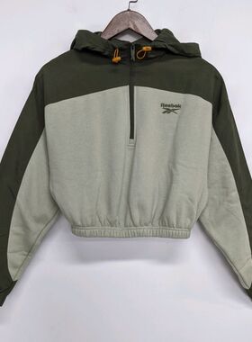 REEBOK VECTOR CROPPED QZ 女子短运动休闲连帽套头衫卫衣 H25147