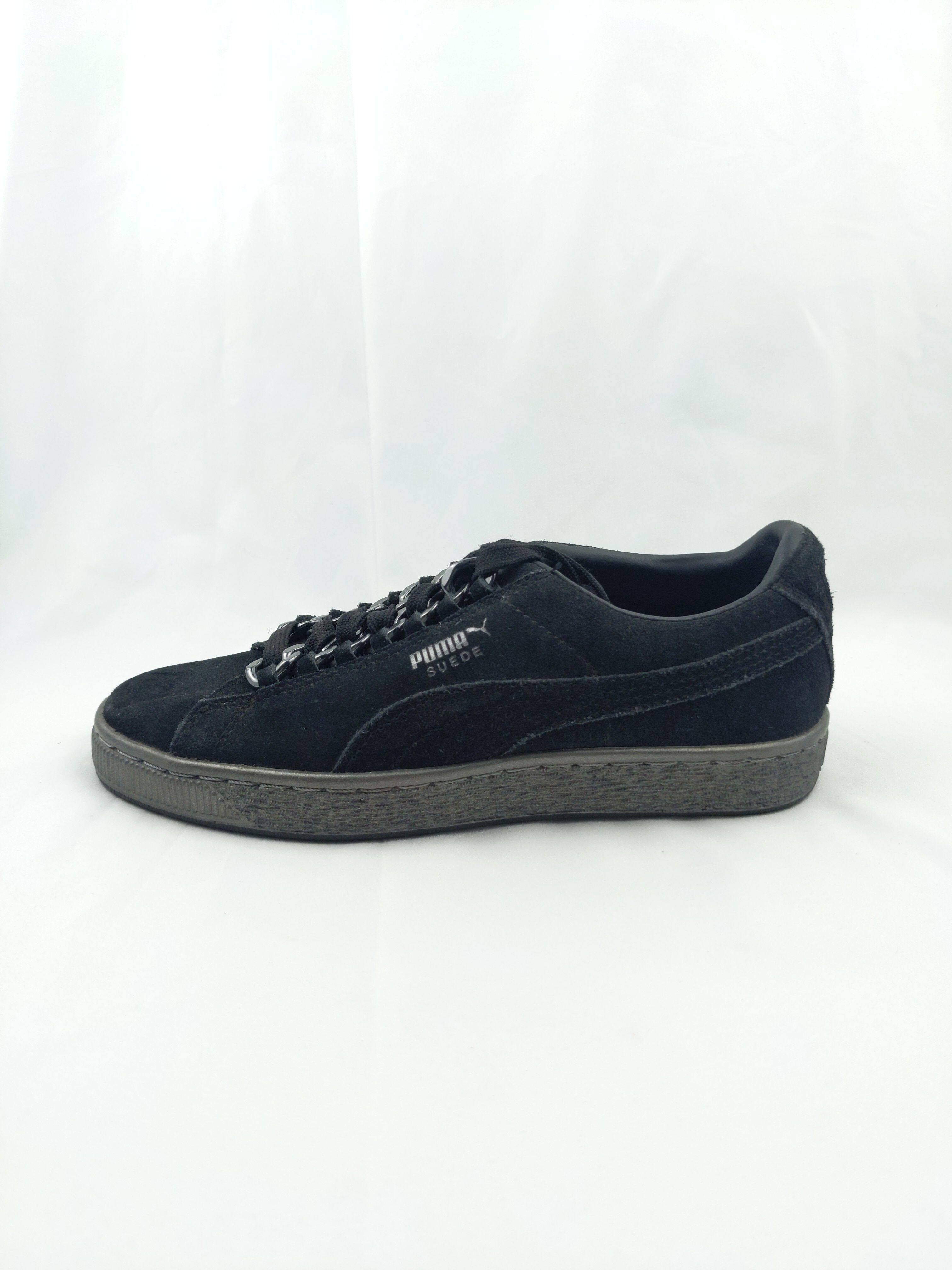 联名 X-Chain x PUMA Suede Classic 女黑银质感休闲鞋367391-01.