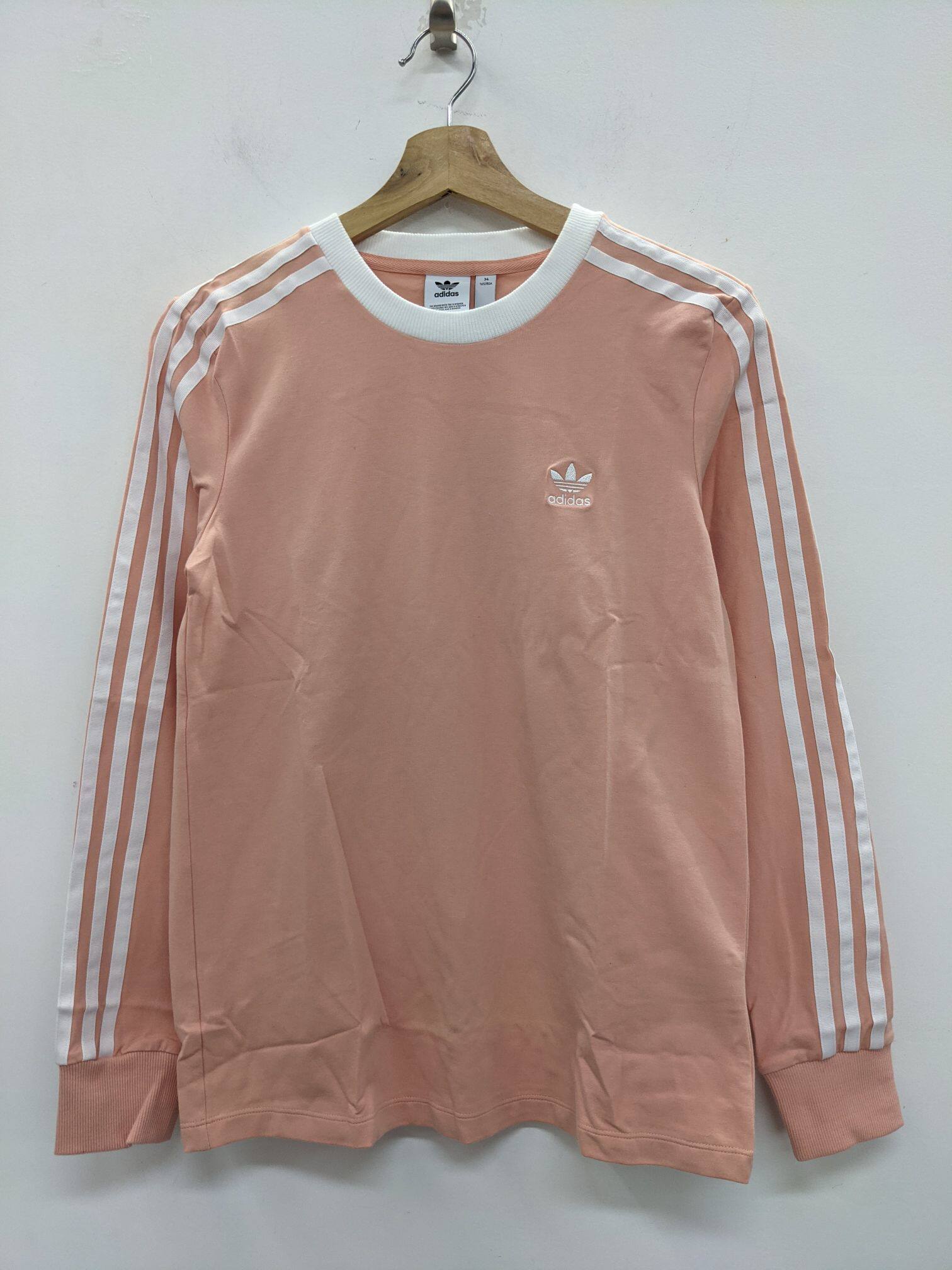 三叶草 adidas 3-Stripes Tee 女子粉色学院风休闲长袖T恤 DV2606