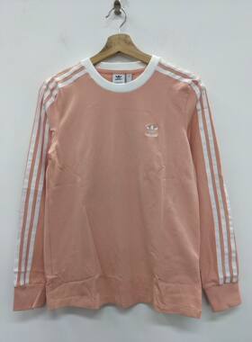 三叶草 adidas 3-Stripes Tee 女子粉色学院风休闲长袖T恤 DV2606