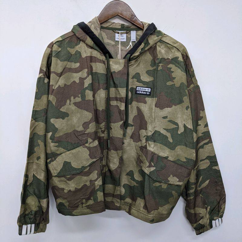 正品 三叶草 女迷彩短款梭织串标户外防晒服休闲风衣外套 ED5816