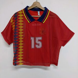 ADIDAS SPAIN 世界杯 女子西班牙国家队复古短款足球短袖 CY0681