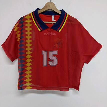 正品 世界杯 SPAIN 女子西班牙国家队复古 薄砂两件套短袖 CY0681