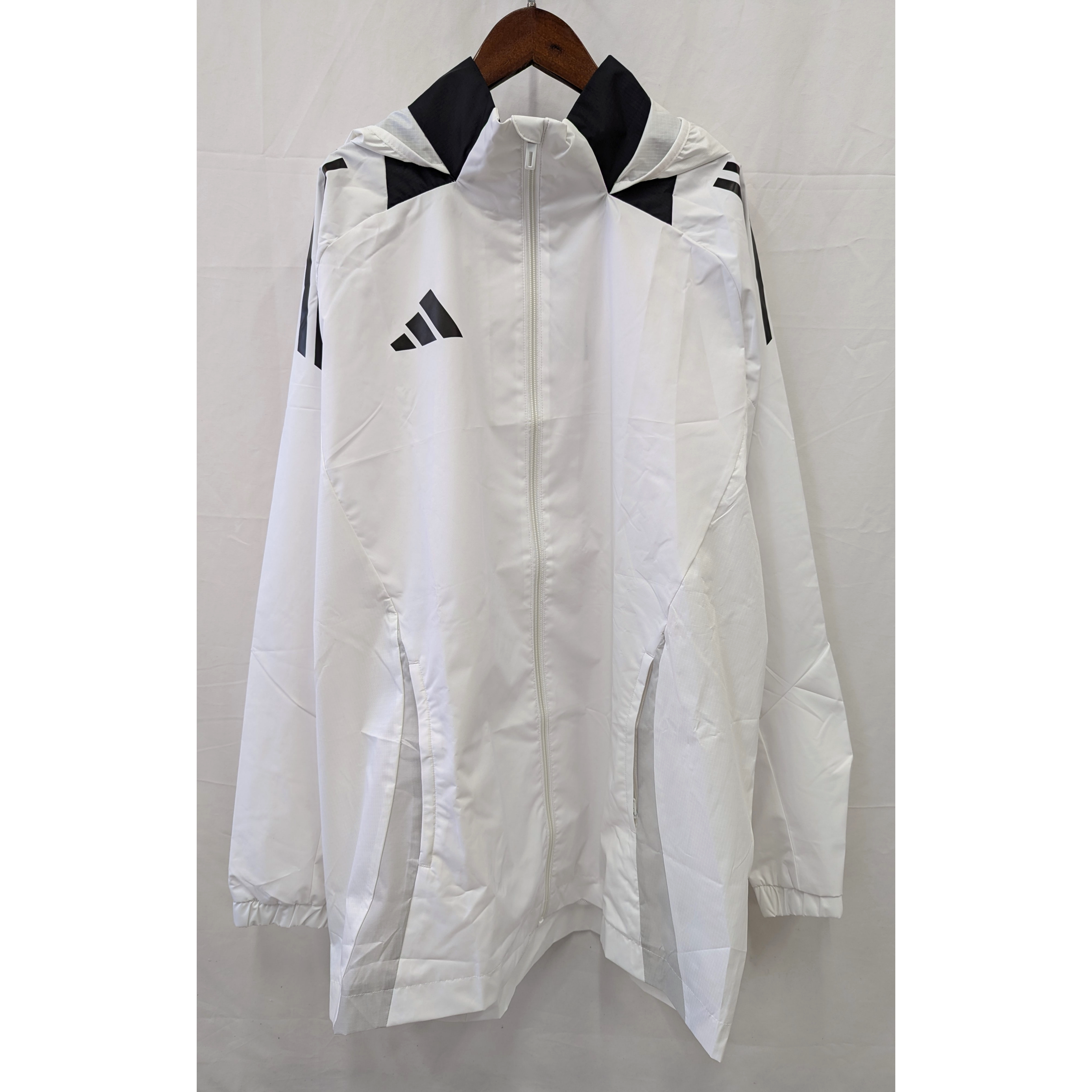 正品 阿迪达斯 男子 三条纹 户外 防风雨衣 足球训练 外套 JF2460