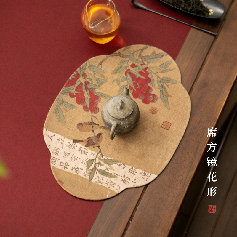 中国风古画茶布垫 彩绘防水 中式茶道 防烫壶垫 高档茶垫宋代美学