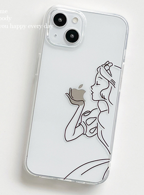 趣味可爱线条公主适用苹果16Pro/12mini/iPhone17Promax/15/14Promax手机软壳iPhoneAir