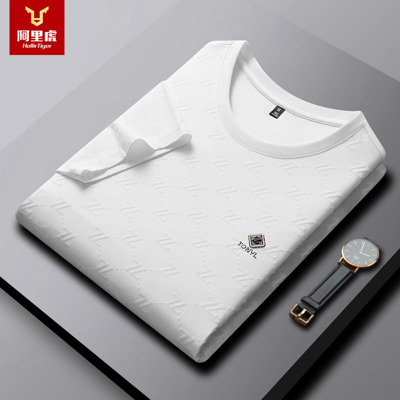 阿里虎男装夏季新款薄款移圈提花经典时尚商务休闲圆领男短袖T恤,男装,T恤,淘宝优惠券,粉丝福利购,淘宝优惠卷
