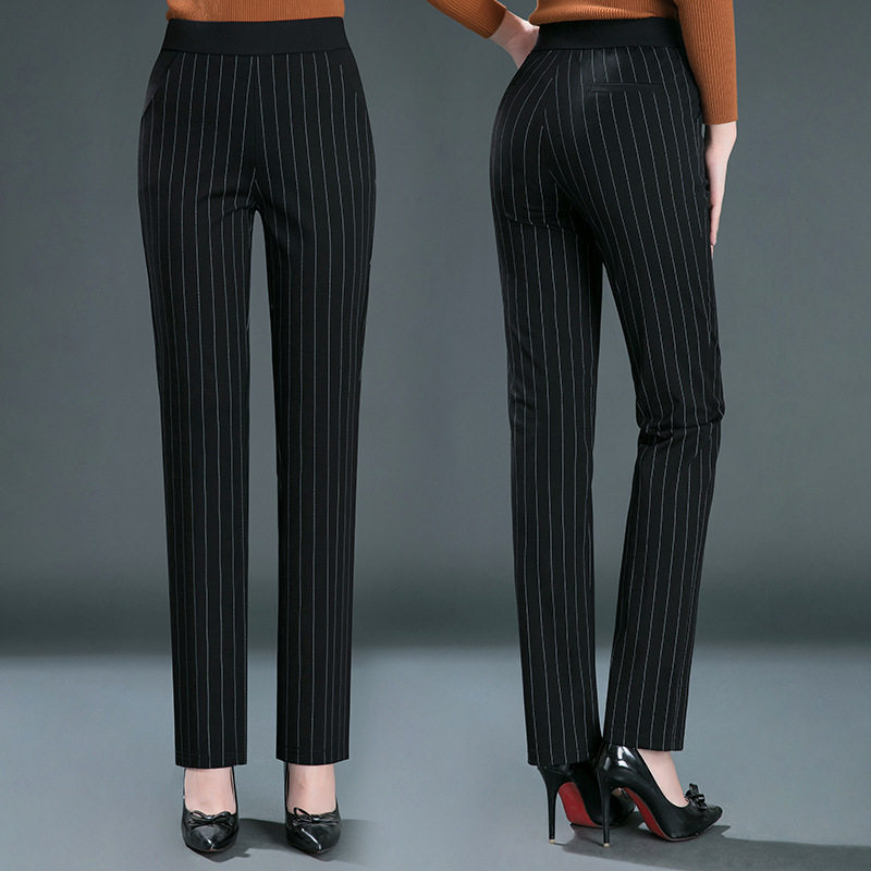 152号竖条纹宽松直筒裤女高腰大码妈妈裤弹力休闲长裤休闲百搭,女装/女士精品,休闲裤,淘宝优惠券,粉丝福利购,淘宝优惠卷
