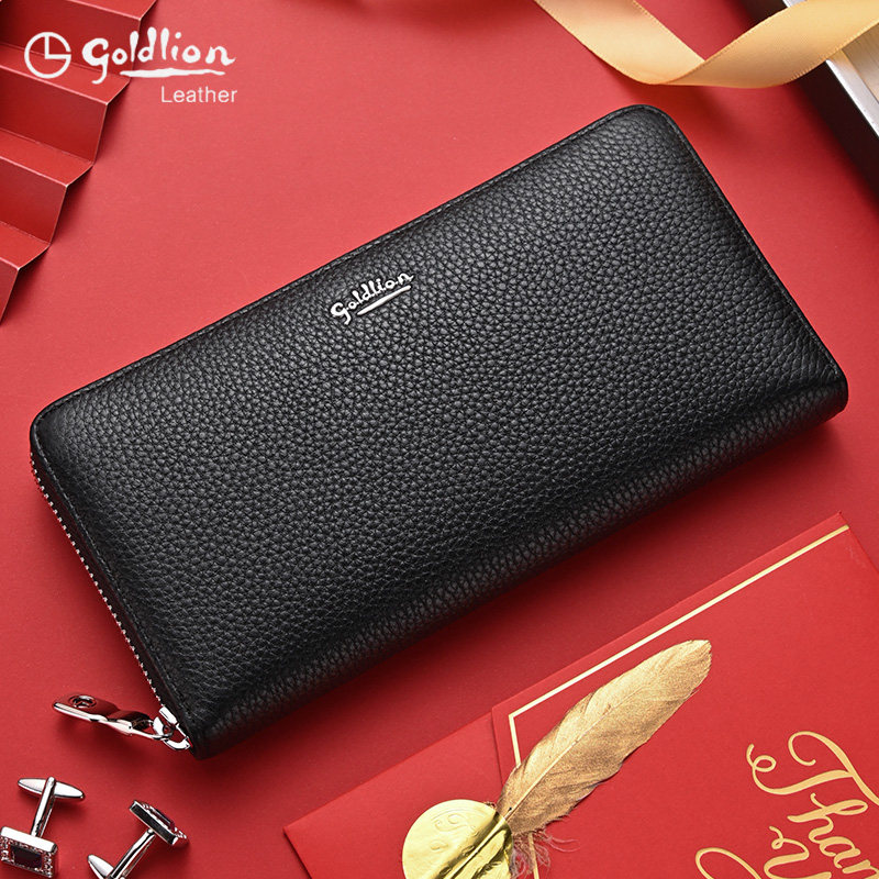 金利来钱包男士长款真皮2023新款男款手包牛皮拉链款商务手拿包