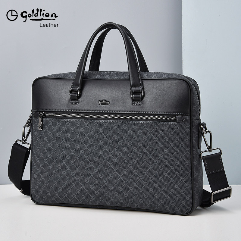 金利来男包手提包休闲商务男士公文包2023新款pvc配真皮奢侈品牌